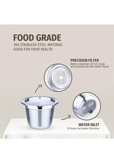 Novahub Paslanmaz Çelik Kullanıcı Dostu Kahve Kapsülü, Espresso Kapsülleri, Kahve Makinesiyle Uyumlu