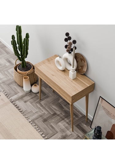 2222 Flora Düşer Kapaklı Aynalı Ahşap Ayaklı 80cm Makyaj Masası