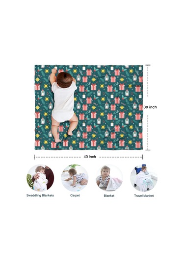 Noel Desenli Bebek Battaniyesi 40x30 İnç, Polar, Yumuşak, Hafif Ve Kalın Noel Hediye Feneri