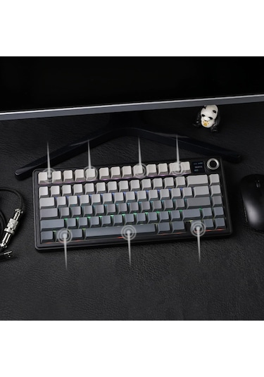 Aula F75 Max Mekanik Rgb Tkl Reaper Switch Kablosuz Makrolu Hot Swap Klavye Gri