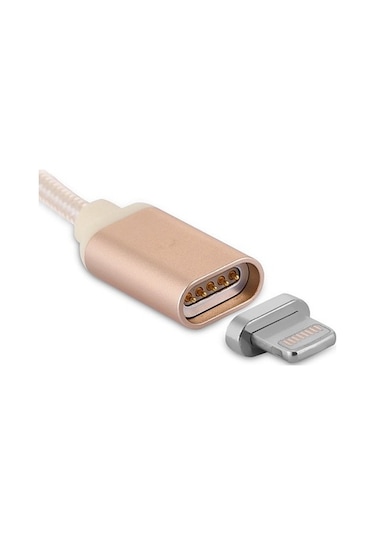 Manyetik Mıknatıslı Lightning Şarj Kablosu Gold Hasır-Örgü (214656958)