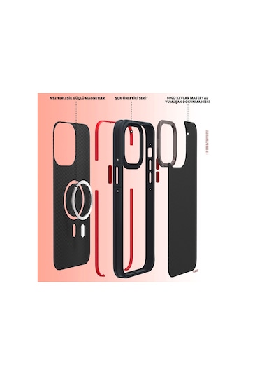Youngkit Iphone 14 Pro Uyumlu Magsafe Şarj Özellikli 600d Kevlar Kılıf