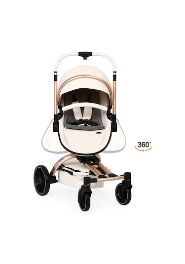Yoyko Spin 360 Derece Dönebilen Bebek Arabası Beyaz Rose Kasa