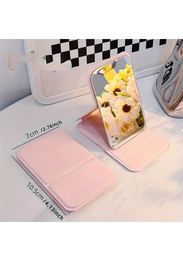 Gateesat Siyah Mini Katlanır Cep Aynası, Ultra İnce Portatif Makyaj Aynası Siyah