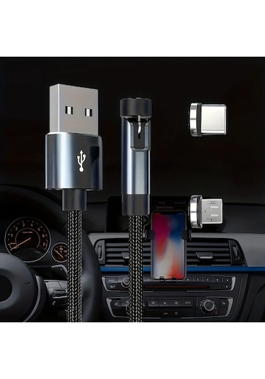 Willowhaven 540 Derece Dönebilir Manyetik Usb C Şarj Kablosu Kırmızı 2 Metre Hızlı Şarj