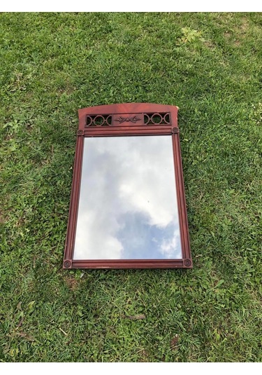 Vintage Kahverengi Oyma Desenli Çerçeveli Ayna 57x96,5 cm - Dekor Kahverengi