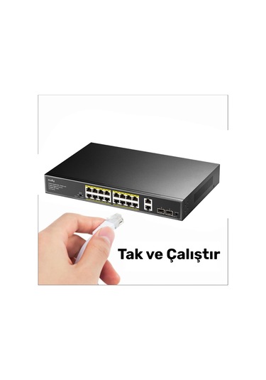 Cudy GS1018PS2 16 Port 10/100mbps Gigabit Poe 2port Gigabit 200w Metal Masaüstü Switch