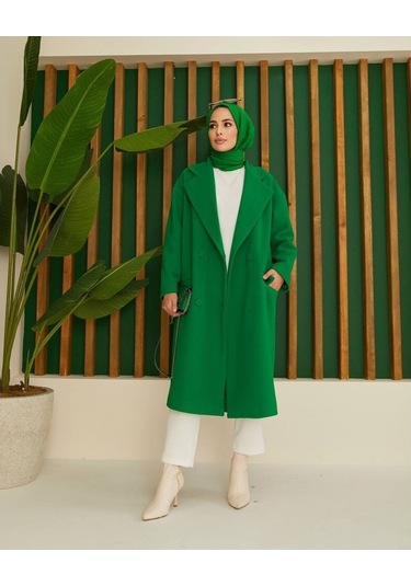 TrendMarfa Önü Düğmeli Kuşaklı Yeşil