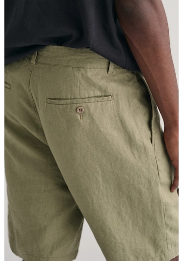 Gant Erkek Relaxed Fit Keten Şort - Yeşil Gri