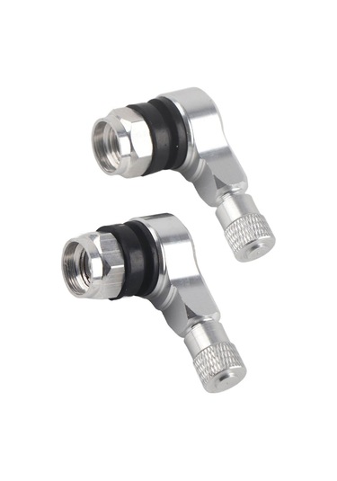 Konesam Alüminyum Alçıksız Motosiklet Lastik Valfi Gümüş - 90 Derece, Hava Basıncı Kontrolü, Kaçak Engelleme, 1 Çift