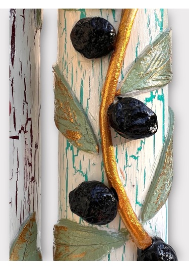 500 Ml Kil Kabartma Uygulama Akdeniz Ve Ege Dokunuşu El Yapımı Zeytinyağı & Üzüm Sirke Şişeleri, Yağ Yeşil