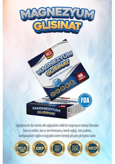 Ncs Magnezyum Glisinat 250 Mg Elementel 60 Tablet Bisgilisinat
