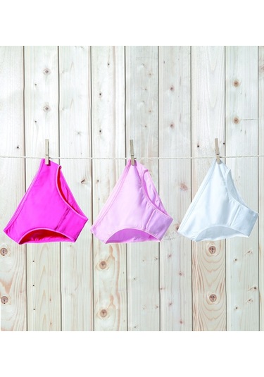 Kız Çocuk Külot 3lü Paket 1294 - Fuşya Pembe Beyaz Çok Renkli