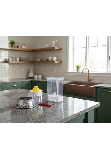 Ludıa Narenciye Sıkacağı,sebze Saklama Kabı,sebze Pişirici Ve Sebze Meyve Soyacağı 4 Lü Set Gri - Şeffaf