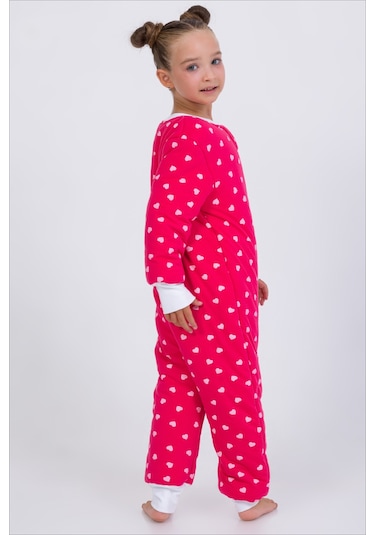 Kız Erkek Çocuk Kalın Elyaf Dolgulu Premium Kalite 2.5 Tog Desenli Uyku Tulumu Fuşya