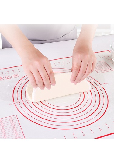 Fosenze Kalıplı Silikon Hamur Hazırlama Matı - Fırın Ve Barbekü İçin Yeniden Kullanılabilir, 50x40 Cm Siyah Siyah