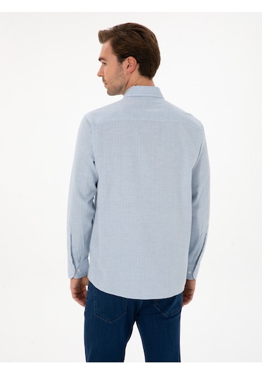 Cacharel Açık Mavi Slim Fit % 100 Pamuk Gömlek Denım