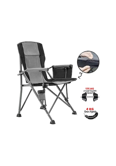 Efsane Kamp - Profesyonel Fold&go Katlanır Kamp Sandalyesi Gri Çok Renkli