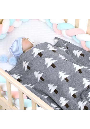 Sones Bebek Örgü Noel Ağacı Kucaklama Battaniyesi Şal Örtüsü Gri