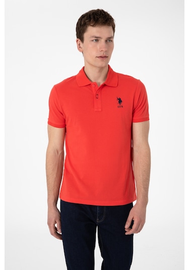 U.S. Polo Assn. Erkek Slim Fit Polo Yaka Kırmızı Basic Tişört 50305929-VR213