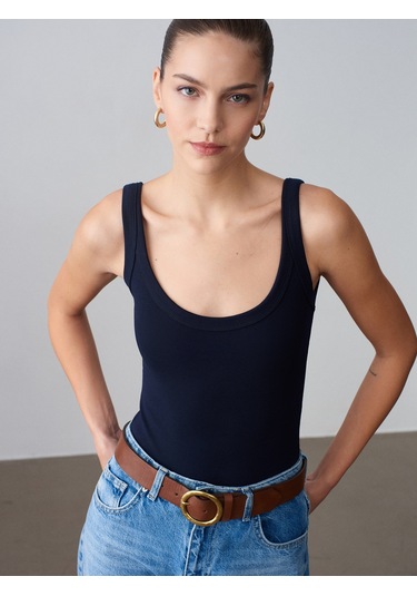 Dilvin 21053 Askılı Bodysuit-k.lacivert