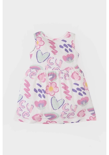 DeFacto Kız Bebek Desenli Kolsuz Yazlık Elbise C0074A525HSER134