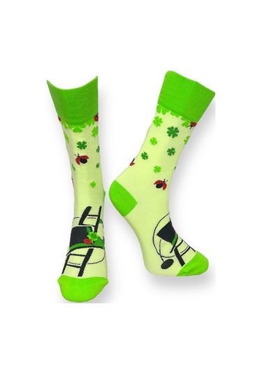 4'lü Unısex Yonca Ve Arı Temalı Esnek Nem Alabilen Pamuklu Spor Soket Çoraplar Çok Renkli