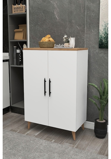 Pegasus 3 Raflı 2 Kapaklı Çok Amaçlı Dolap Mutfak Banyo Balkon Erzak Killer Dolabı Çam-beyaz