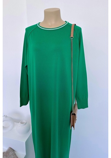 Reglan Merserize Elbise - Yeşil