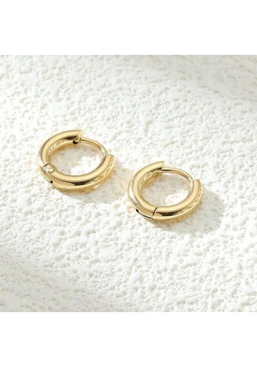 8 Mm Cerrahi Çelik Halka Küpe Gold Renkli Sarı