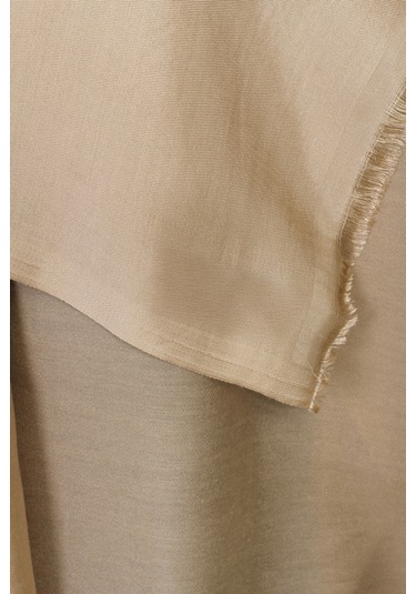 Çift Taraflı Düz Jakar Şal Parlak & Mat Dokulu, Özel Gün Şalı, Düz Renk Kum Bej