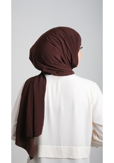 Kahverengi Pratik Hazır Geçmeli Eşarp Sandy Kumaş Sade 1817_14 Kahverengi