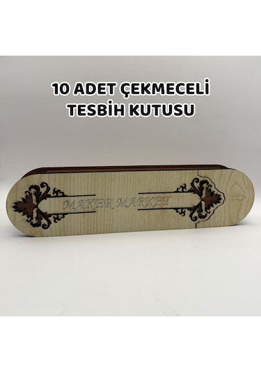 10 Adet Çekmeceli Tesbih Kutusu - Akasya Model-743 04