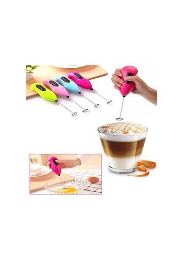 Pilli Mini Mixer Kahve Süt Köpürtücü Karıştırıcı Cappucino Mikser Çok Renkli