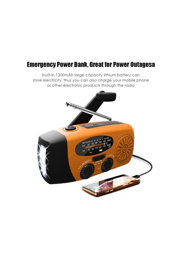 Vkemall Acil Durum Radyosu El Kranklı Güneş Enerjili Hava Durumu Radyosu 1200mah Am / Fm Turuncu