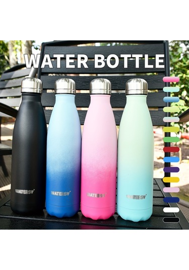 500ml Çift Duvarlı Paslanmaz Çelik Metal Su Şişeleri, Günlük Kullanım İçin Vakumlu Termos Mor