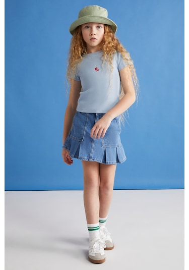 Grımelange Quartz-grm24021 95%pamuk 5%elastane Kız Çocuk Tshirt Mavi T-shirt Mavi