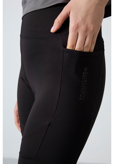 Tommy Life Siyah Polyester Esnek Standart Fit Performans Kadın Biker Tayt - 91012 SiYAH Siyah