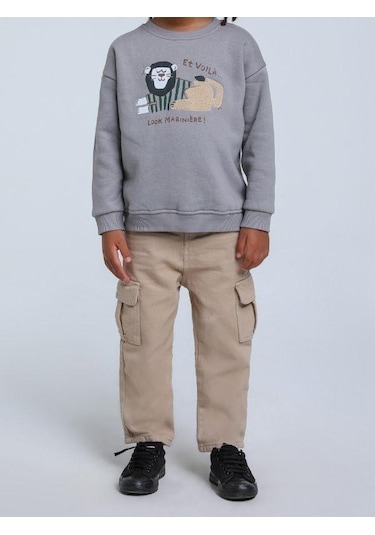 Jack Lions Erkek Bebek Aslan Figürlü Sweatshirt-14747 Gri