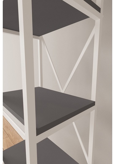 Nilamu Antrasit Elbise Dolabı Metal Gövdeli Açık Askılık & Organizer Dolap 175 170 34 Cm Antrasit