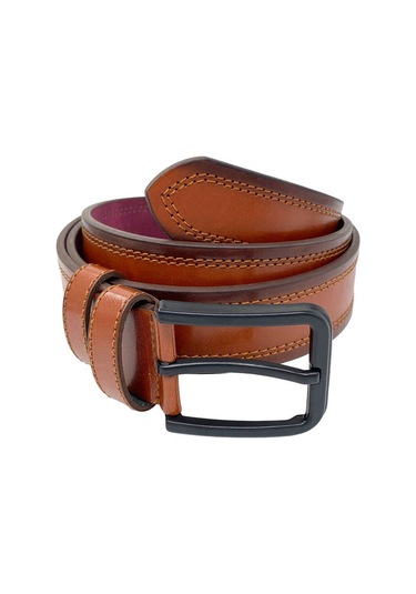 Taba Suni Deri Çift Dikişli Model 4 cm.lik Spor Kemer - 9023-111-