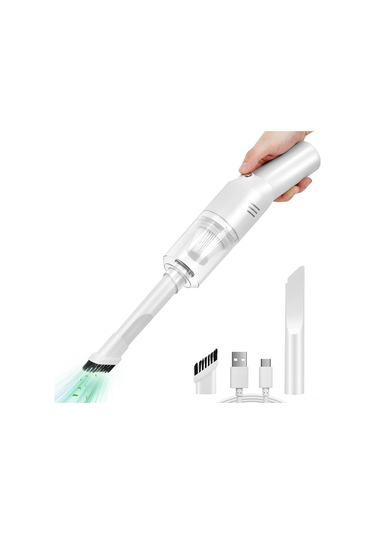 Yaozixa 10000pa Süction 120w Hızlı Şarjlı Type-c Kablosuz Araç Süpürgesi - Kuru/ıslak Kullanım, Evcil Hayvan Tüyü Temizliği, Mini El Tipi Beyaz