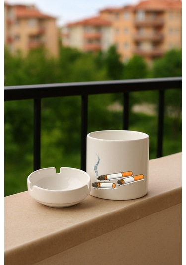 Porselen Baskılı Küllük - Duman