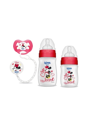 Wee Baby 189 Disney Mickey Ürün Seti Kırmızı Biberon Emzik