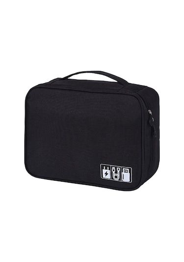 Yifomall Siyah Elektronik Aletler Çantası - Kablolar, Powerbank, Usb, Kulaklık Ve Dijital Aksesuarlar İçin Taşınabilir Depolama Çantası