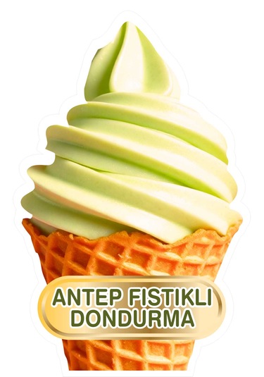 20x30 Cm Antep Fıstıklı Dondurma Sticker Dondurmacı Vitrin Mutfak Çok Renkli
