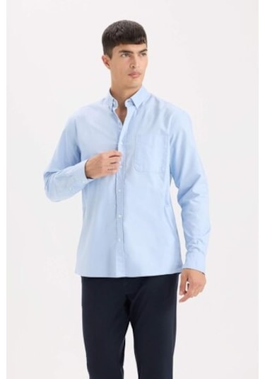 DeFacto %100 Pamuk Regular Fit Polo Yaka Oxford Basic Düz Uzun Kollu Gömlek A8028AX25SPBE196 DeFacto %100 Pamuk Regular Fit Polo Yaka Oxford Basic Düz Uzun Kollu Gömlek A8028AX25SPBE196
