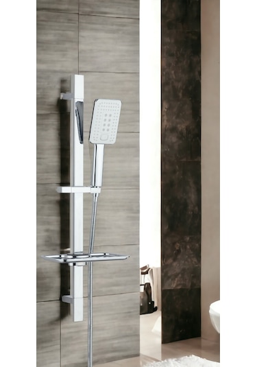 Eca Dalia Banyo Bataryası + T-may Çınar Kare Borulu Hareketli Sürgülü Duş Seti Üst Takımı Krom