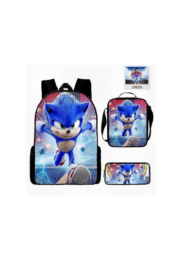 Sonic Temalı Üç Parçalı Okul Seti - Çocuklar Ve Hayranlar İçin Anime Esintili Sırt Çantası, Çapraz Çanta Ve Kalem Kutusu Diğer