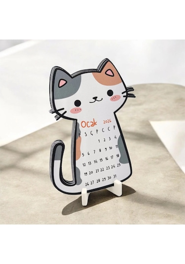 2026 Takvim - Kedi Masaüstü Takvim- Standlı Takvim